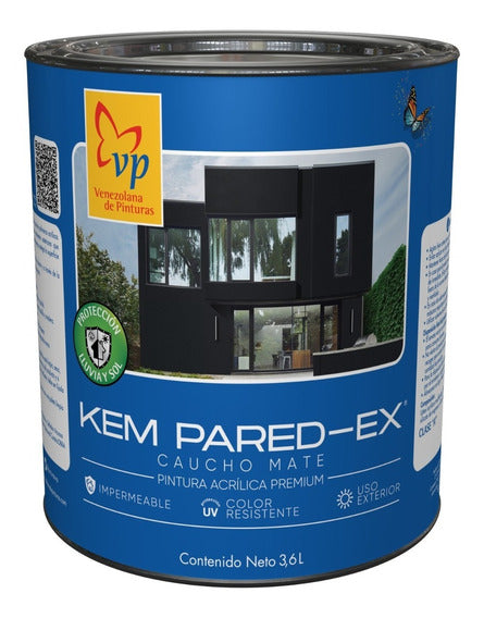 Pintura caucho mate Kem pared-ex Vp color gris concreto galón ref 10264232