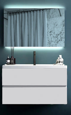 Set mueble baño con espejo led 75x70x140 y Grifería para lavamanos 80x48.5x50 ref 315-80