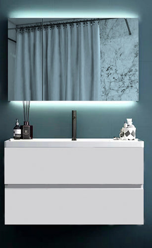 Set mueble baño con espejo led 75x70x140 y Grifería para lavamanos 80x48.5x50 ref 315-80