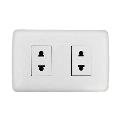 Toma corriente universal doble MA con tapa color blanco 06-008-041 ref mae-2te