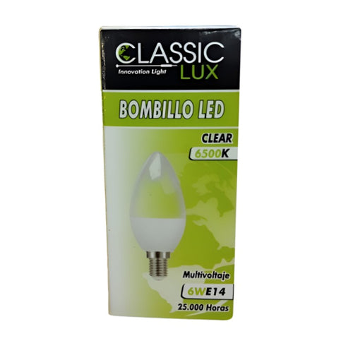Bombillo led vela blanco 6w e12 6500k 85-265v ref bi-l33
