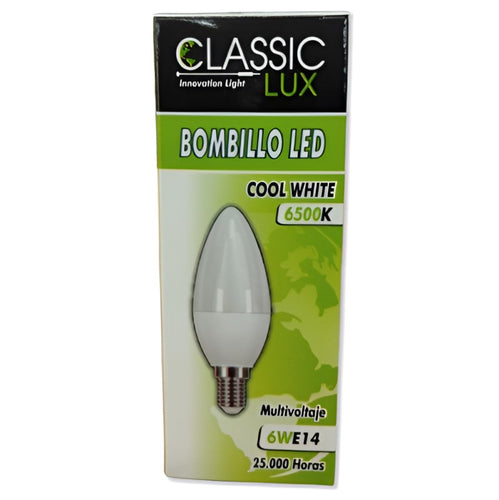 Bombillo led vela blanco 6w e14 6500k 85-265v ref bi-l35