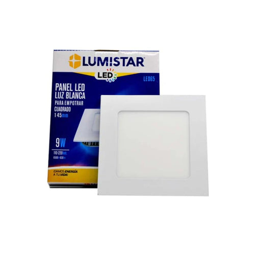 Panel led empotrar cuadrado blanco 9w luz blanca Lumistar