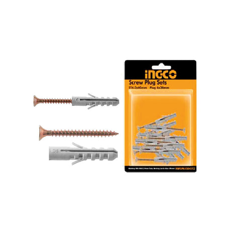 Tornillo con ramplug plástico Ingco set 10 pzs ref hwnak5009012